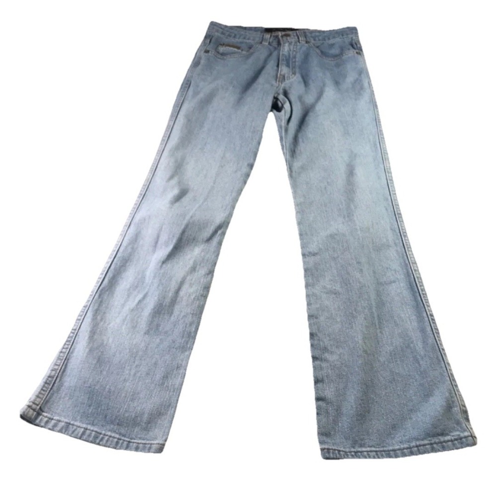 Calvin Klein Stretch Slim Mid Rise Boot Cut Wide Leg Denim Jeans Womens 4